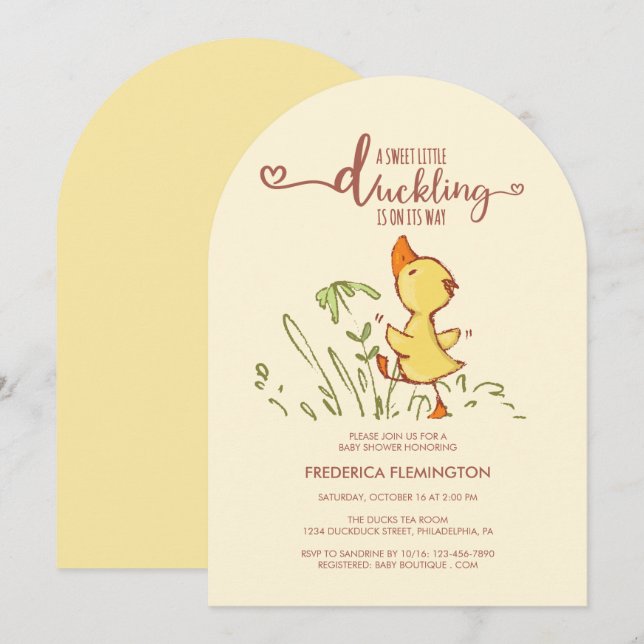 Invitation Baby shower de canard mignon (Devant / Derrière)