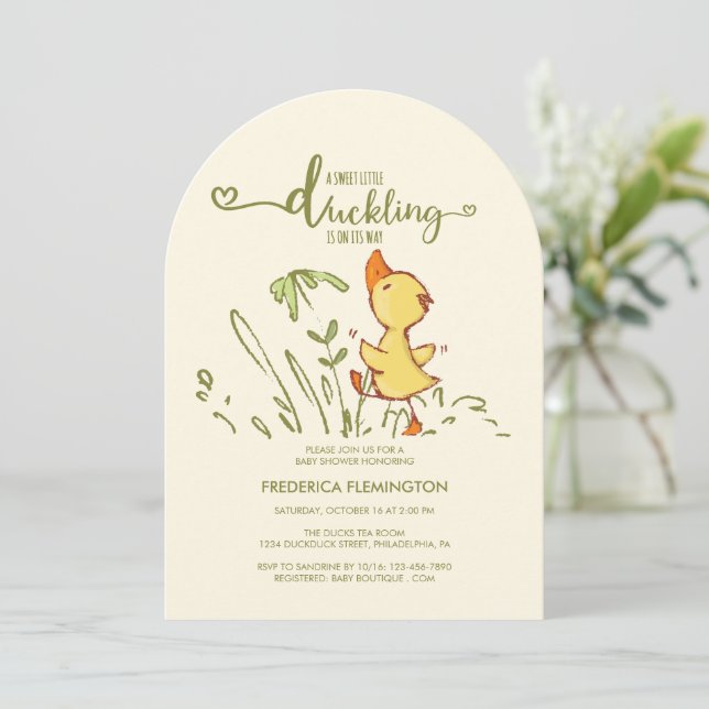 Invitation Baby shower de canard mignon (Debout devant)