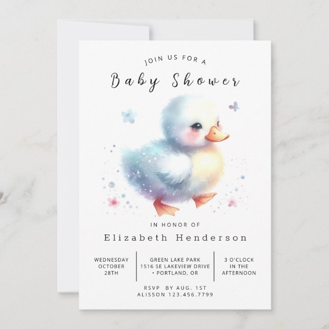 Invitation Baby shower de canard moderne modifiable (Devant)