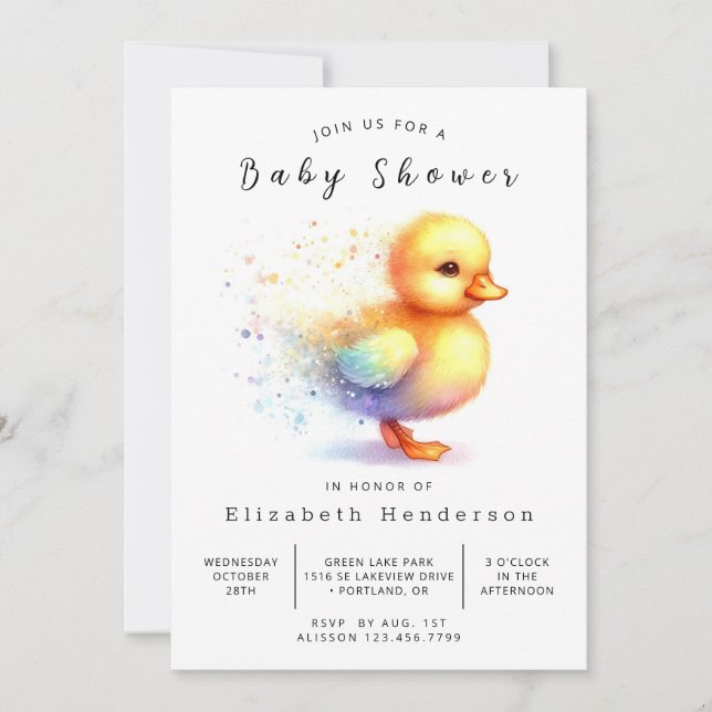 Invitation Baby shower de canard modifiable (Devant)