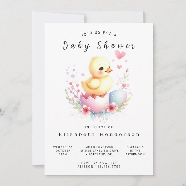Invitation Baby shower de canard numérique chic (Devant)