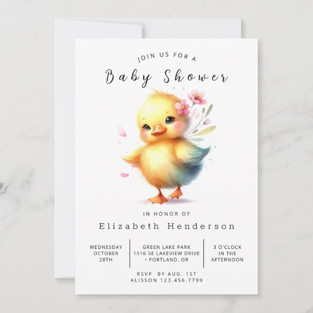 Invitation Baby shower de canard numérique classique (Devant)
