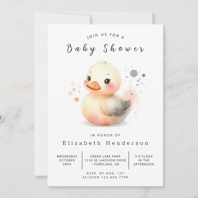 Invitation Baby shower de canard numérique enchanté (Devant)