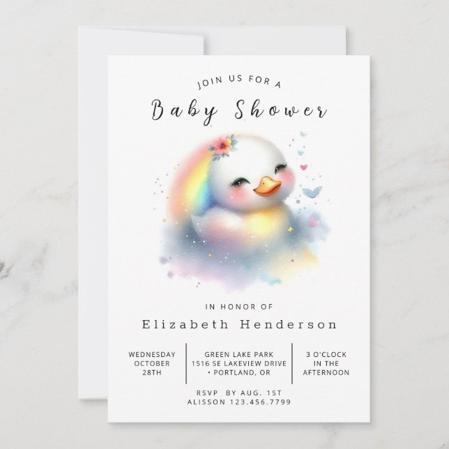 Invitation Baby shower de canard numérique enchanté (Devant)