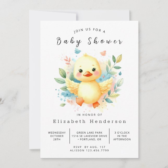 Invitation Baby shower de canard numérique Pastel (Devant)