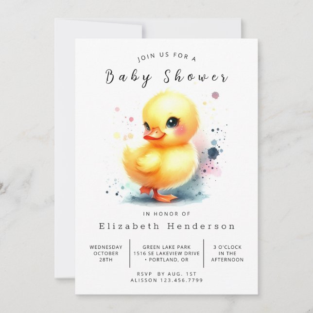 Invitation Baby shower de canard numérique Whimsical (Devant)
