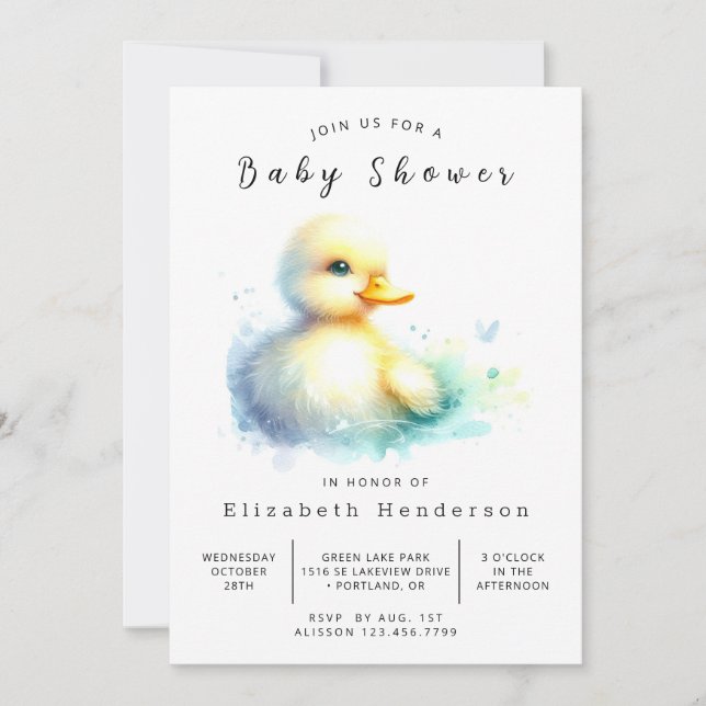 Invitation Baby shower de canard numérique Whimsical (Devant)