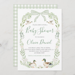 Invitation Baby shower de canard Preppy Coquette Sage Green