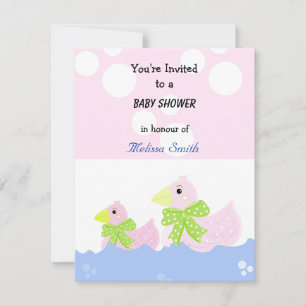 Invitation Baby shower de canard rose