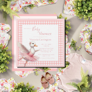 Invitation Baby shower de canard rose Ballerina