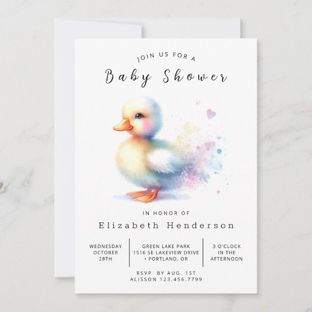 Invitation Baby shower de canard rustique à impression (Devant)