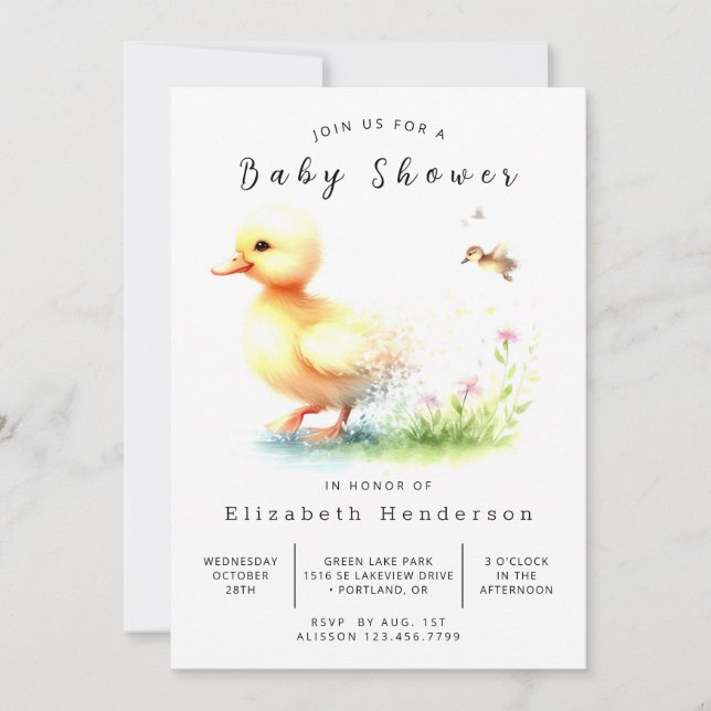 Invitation Baby shower de canard simple à imprimer (Devant)