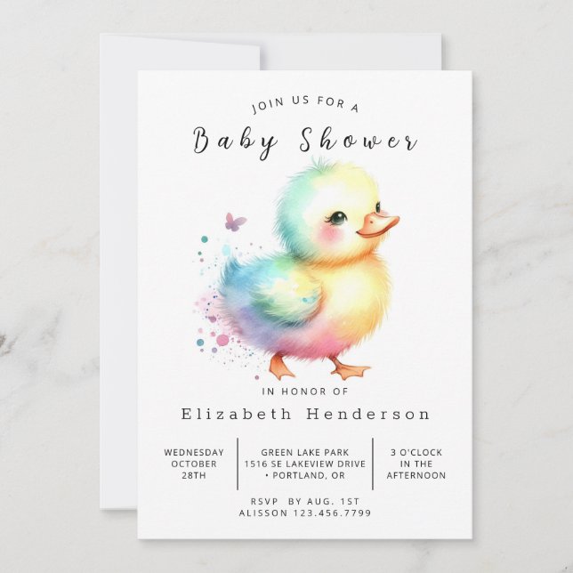 Invitation Baby shower de canard simple à imprimer (Devant)