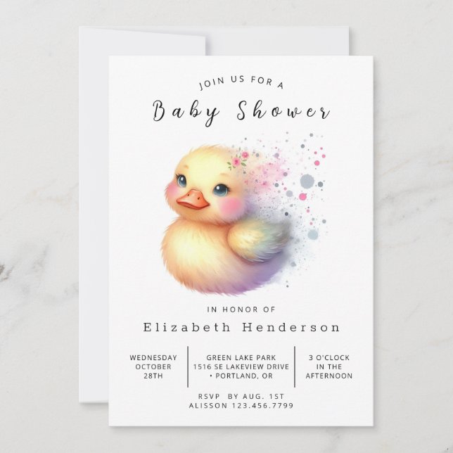 Invitation Baby shower de canard sur mesure (Devant)