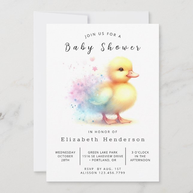 Invitation Baby shower de canard sur mesure (Devant)