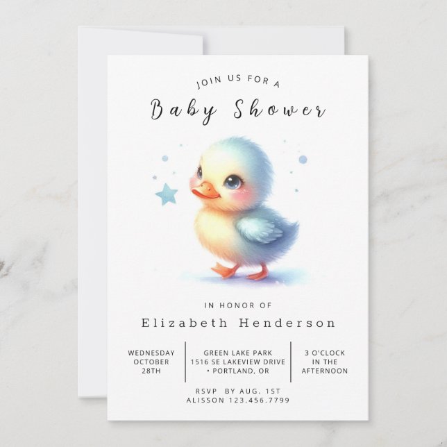 Invitation Baby shower de canard sur mesure bébé (Devant)