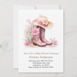 Invitation Baby shower de Casquette et de bottes Watercolor C