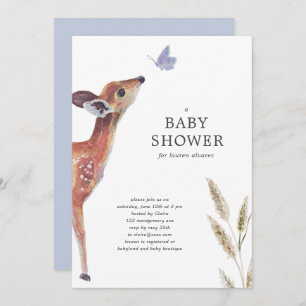 Invitation Baby shower de cerf bleu moderne