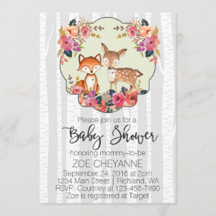 Invitation Baby shower de cerfs communs et de Fox de bébé de