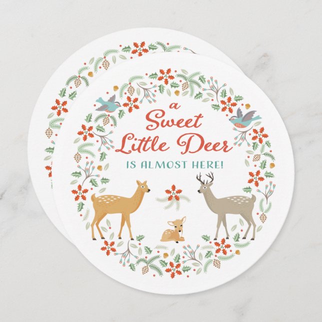 Invitation Baby shower de cerfs de bois (Devant / Derrière)