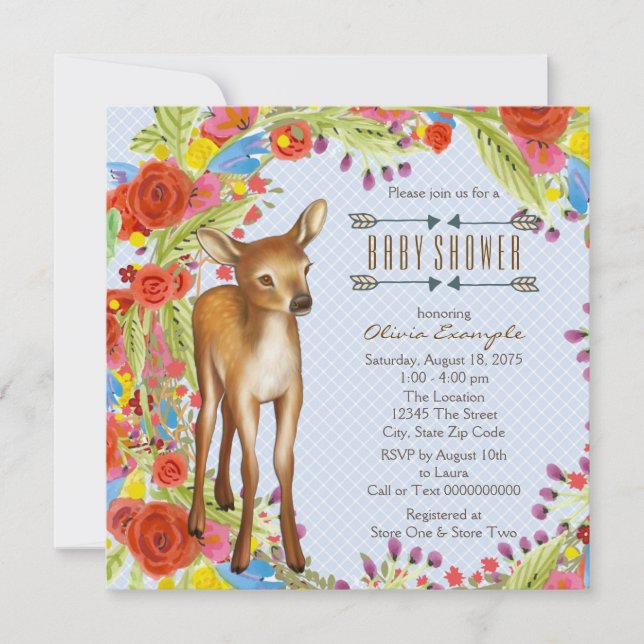 Invitation Baby shower de cerfs de bois (Devant)