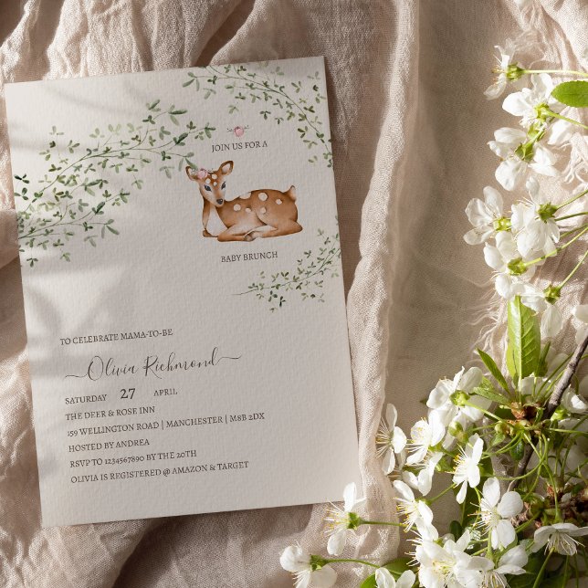 Invitation Baby shower de cerfs de bois (Créateur téléchargé)