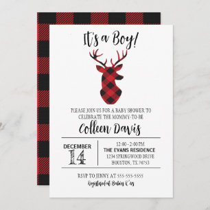 Invitation Baby shower de cerfs de Flannel