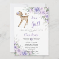 Baby shower de cerfs en bois blanc violet