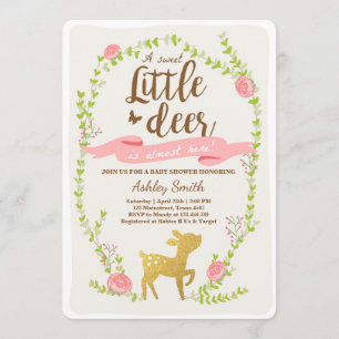 Invitation Baby shower de cerfs inviteWoodland Girl or rose