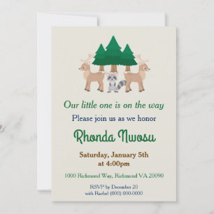 Invitation Baby shower de Cerfs mignons et Raccoon