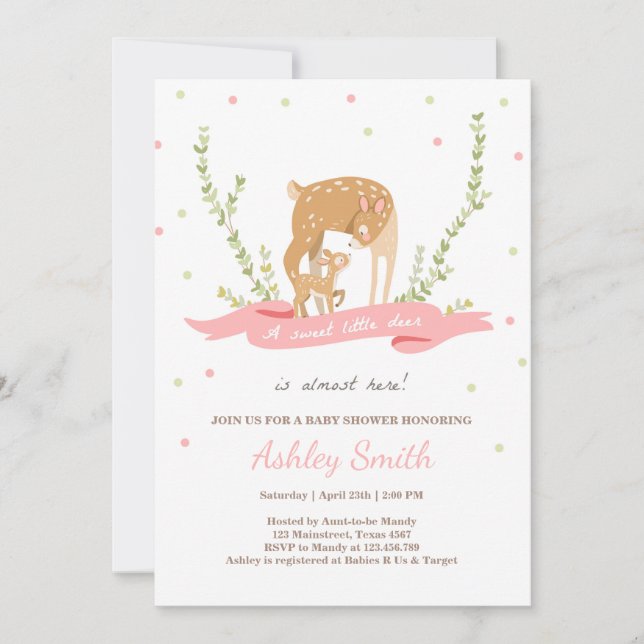 Invitation baby shower de cerfs Woodland Forest Gi (Devant)