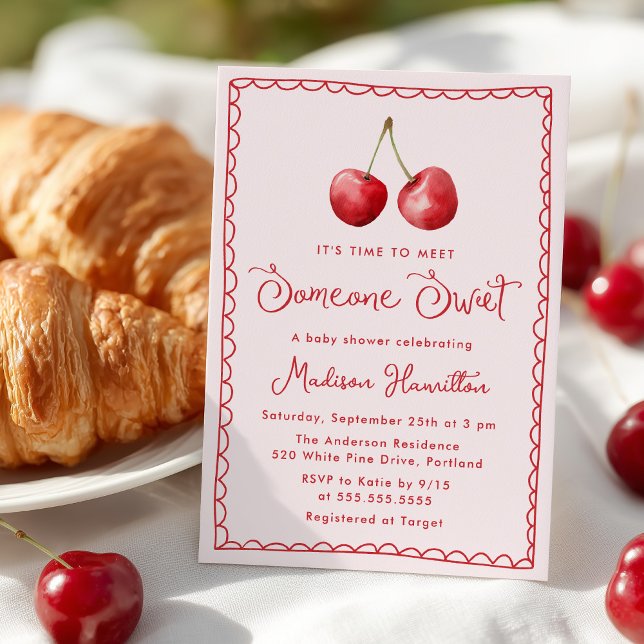 Invitation Baby shower de cerisier Whimsical Watercolor (Créateur téléchargé)