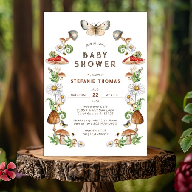 Invitation Baby shower de champignon d'aquarelle | (Woodland Mushroom Baby Shower Invitation )