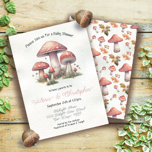 Invitation Baby shower de champignon en bois