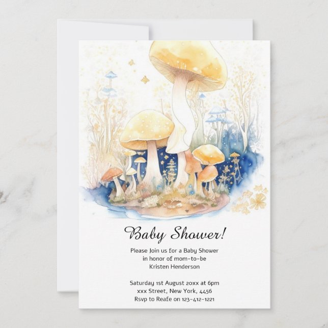 Invitation Baby shower de champignons (Devant)