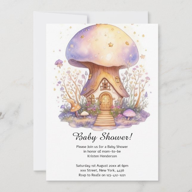 Invitation Baby shower de champignons (Devant)