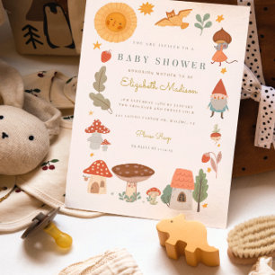 Invitation Baby shower de champignons de forêt