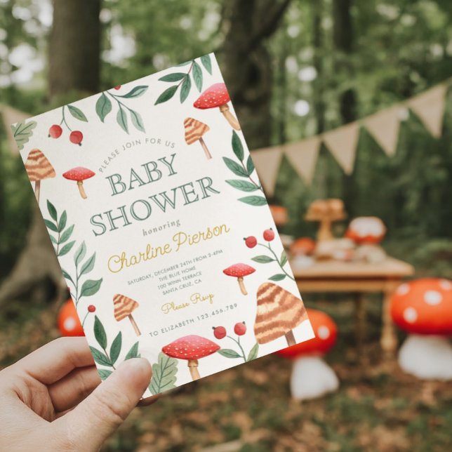 Invitation Baby shower de champignons de forêt (Créateur téléchargé)