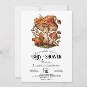 Invitation Baby shower de champignons enchantés magiques