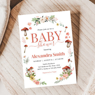 Invitation Baby shower de champignons Fleurs sauvages enchant