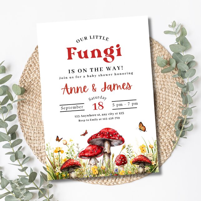Invitation Baby shower de champignons Invitation, Woodland Li (Créateur téléchargé)