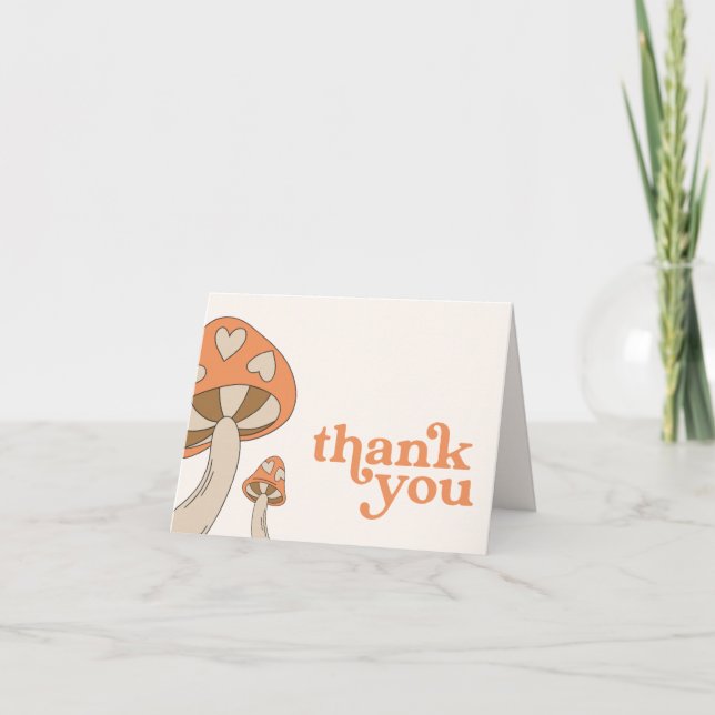 Invitation Baby shower de champignons Merci | Orange et Brown (Devant)