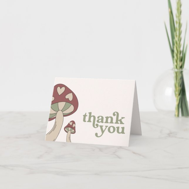 Invitation Baby shower de champignons Merci | Sage Green (Devant)