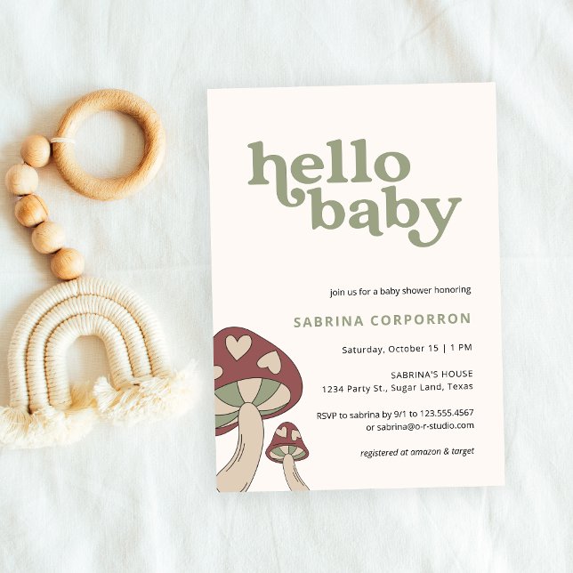 Invitation Baby shower de champignons | Sage Green (Créateur téléchargé)