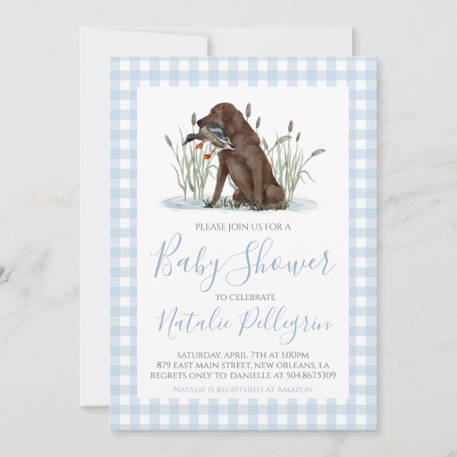 Invitation Baby shower de chasseur de canard du sud de Preppy (Devant)