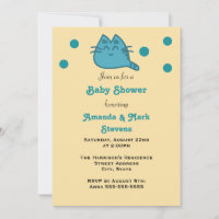 Baby shower de chat Kitty souriant bleu