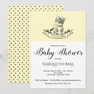 Invitation Baby shower de chaton mignon jaune