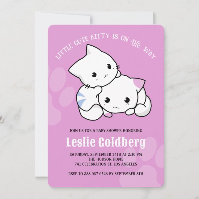 Invitation Baby shower de chats Cute Kitty (Devant)