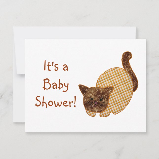 Invitation Baby shower de chats jaunes de style champêtre (Devant)