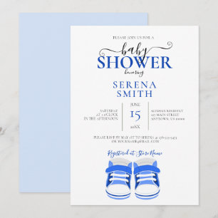 Invitation Baby shower de chaussures Bébé Bleu Cute